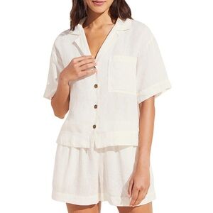NWT Eberjey Garment Dyed Linen Short Set